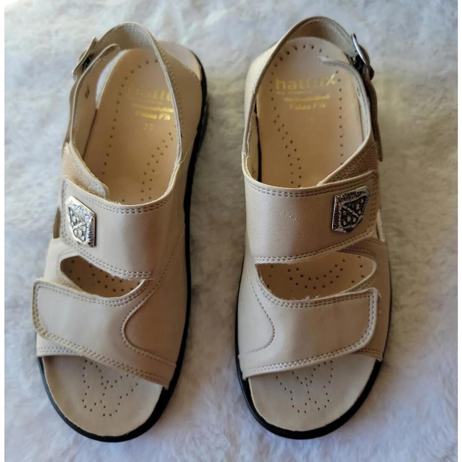 Fidelio Cream Hallux Vienna Fabia F1/2 Adjustable Wedge Sandals Size 36/6